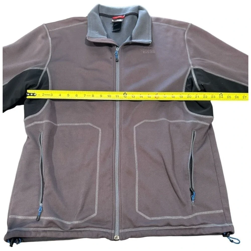 The‎ North Face Mens XL Full Zip Fleece Jacket Charcoal Grey Textured Mid Layer